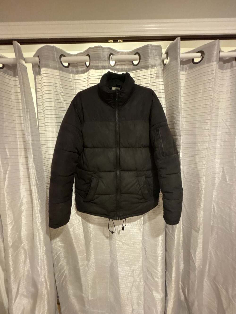 Divided Supply Black Puffer Jacket with Sleeve Pocket